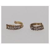 Vermeil/.925 Sterl Hoop Earrings w/Diam Accents