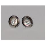 .925 Sterl Mother of Pearl Cameo Screwback