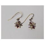 Vermeil/.925 Sterl Multi Gemstone Floral Earrings