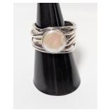 .925 Sterl Mother of Pearl Stone Ring Sz 9