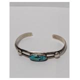 .925 Sterl Obal Turquoise Cuff Bracelet
