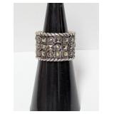 .925 Sterl Wide Marcasite Ring Sz 5