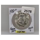 1953-D 90% Silv Franklin Half $1 Dollar