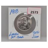 1918 90% Silv Lincoln Comm Half $1 Dollar