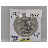 1952-S 90% Silv Franklin Half $1 Dollar