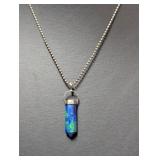18" .925 Sterl Chain w/Blue-Green Prism Gem Pend