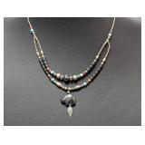 16" .925 Sterl Double Strand Beaded Necklace