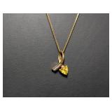 24" Vermeil/.925 Sterl Chain w/Yellow&Clear Stone
