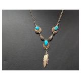 18" .925 Sterl Turquoise Drop Necklace
