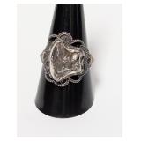 .925 Sterl Artisan Ring w/Raw Mineral Stone Sz 10