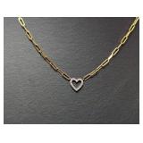 18" Vermeil/.925 Sterl Chain w/Diam Heart Accent