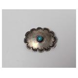 .925 Sterl Turquoise Cabochon Brooch