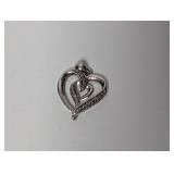 .925 Sterl Diamond Heart Pendant