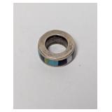.925 Sterl Multi-Stone Inlay Circle Bead