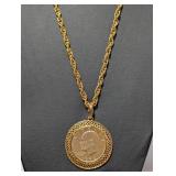 1972 Ike $1 Coin Pendant w/28" Gold Tone Necklace