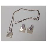 .925 Sterl Elegant MOP Pendant & Earrings Set