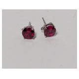 .925 Sterl Red Stone Stud Earrings