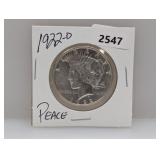 1922-D 90% Silv Peace $1 Dollar