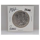 1922 90% Silv Peace $1 Dollar