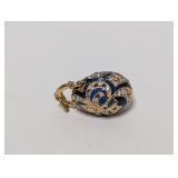 Ornate Egg Pendant w/Blue Enamel Detail