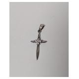 .925 Sterl Cross Pendant w/Clear Center Stones