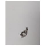.925 Sterl Teardrop Pendant w/Clear Center Stone