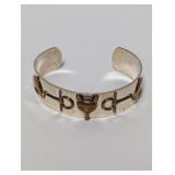 .925 Sterl Two Tone Cuff w/Fox & Ankh Icons