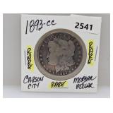 Rare 1893-CC 90% Silv Morgan $1 Dollar
