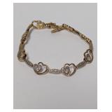 7' Vermeil/.925 Sterl Diamond Heart Bracelet