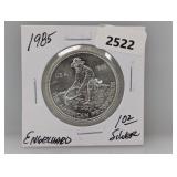 1985 1oz .999 Silv Engelhard Prospector Round