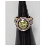 Vermeil/.925 Sterl Halo Ring  Sz 6