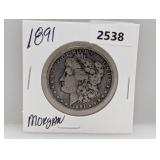 1891 90% Silv Morgan $1 Dollar