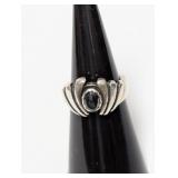 .925 Sterl Hematite Center Stone Ring Sz 5.5