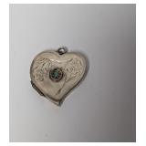 Vtg Turquoise Heart Locket w/Silv Mexico Stamp