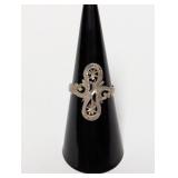 Silver Tone Filigree Ring Sz 6.5