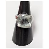 .925 Sterl Faceted Cushion Cut Gemstone Ring Sz 7