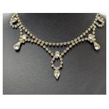 14" Ornate Teardrop Rhinestone Necklace