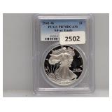 PCGS 2001-W PR70DCAM 1oz .999 Silv Eagle $1