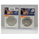 (2) Genuine 40% Silv Ike $1 Dollars