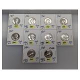 Lot (10) 1962 PF 90% Silv Quarters