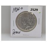 1934-D 90% Silv Peace $1 Dollar