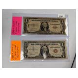 (2) 1935-A Hawaii $1 Silver Certificate