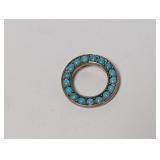 .925 Sterl Circle Pendant w/Turquoise Accents