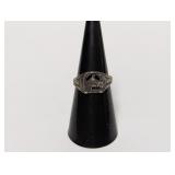 Silver Tone Equestrian Theme Ring Sz 7