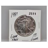 1987 1oz .999 Silv Eagle $1 Dollar