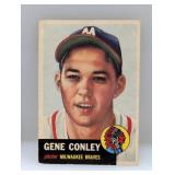 1953 Topps Semi Hi #215 0 Gen Conley Braves Crease