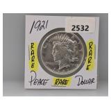 Rare 1921 90% Silv Peace $1 Dollar