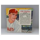 1954 red man tobacco Baseball CURT SIMMONS Crease
