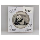 2015 1oz .999 Silv Panda 10 Yuan