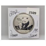 2012 1oz .999 Silv Panda 10 Yuan